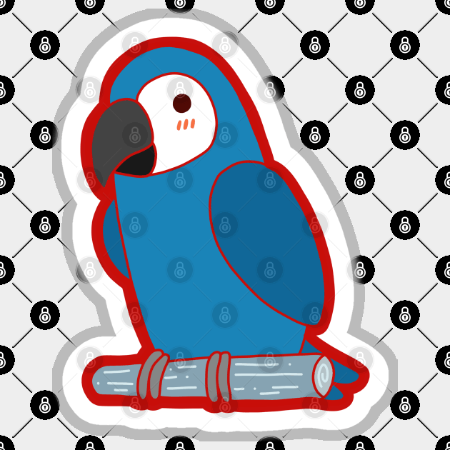 Cute Parrot - Blue & White Sticker by vpessagno